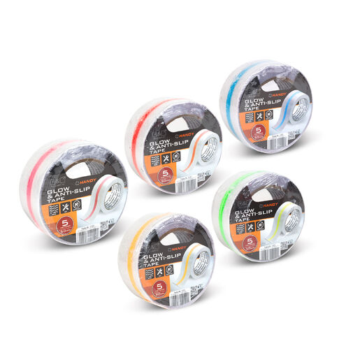 11075 • Csúszásmentes ragasztószalag - foszforeszkáló jelölőcsíkkal - 5 m x 50 mm - 5 féle