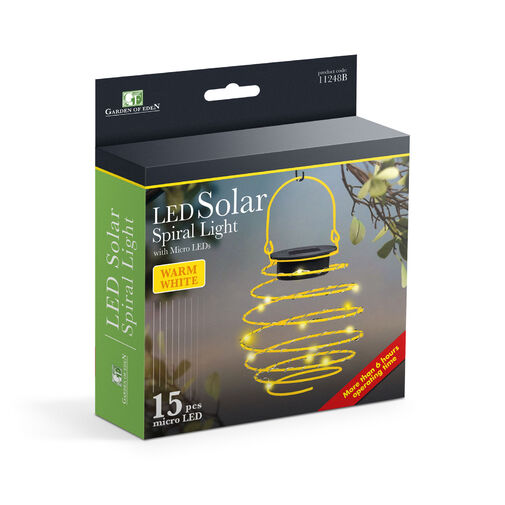 11248B • LED-es szolár spirál gömb lámpa - melegfehér - 12 cm - sárga színben