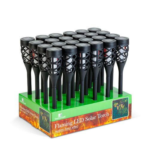 11262E • LED-es szolár lámpa - leszúrható - lángeffekt - 12 sárga LED - műanyag - fekete - 60 x 420 mm