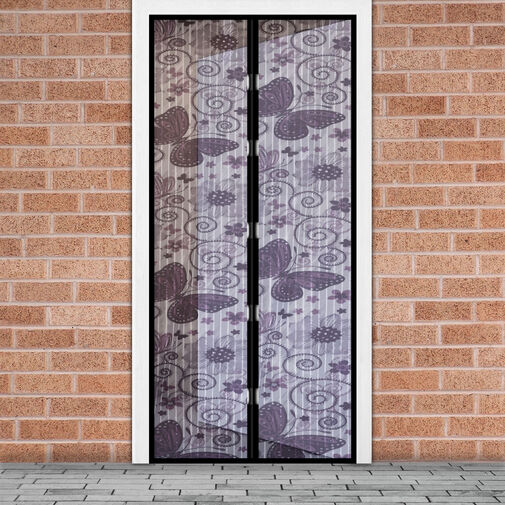 11398G • Szúnyogháló függöny ajtóra - mágneses - 100 x 210 cm - Lila pillangós