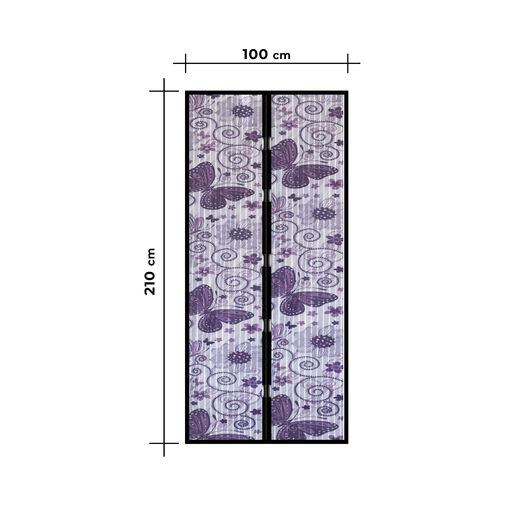 11398G • Szúnyogháló függöny ajtóra - mágneses - 100 x 210 cm - Lila pillangós