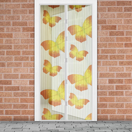11398L • Szúnyogháló függöny ajtóra - mágneses - 100 x 210 cm - sárga pillangós