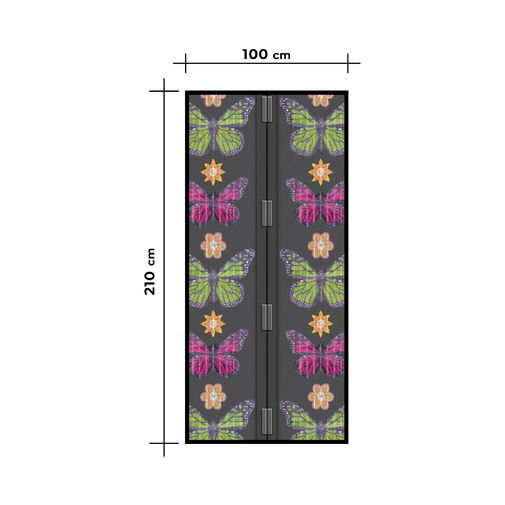 11398P • Szúnyogháló függöny ajtóra - mágneses - 100 x 210 cm - virágos pillangós