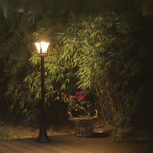 11404 • LED-es szolár lámpa - kandeláber - 120 cm - 10 LED - fekete - melegfehér