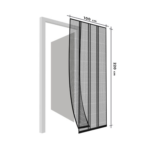 11608BK • Szúnyogháló függöny ajtóra - 4 db szalag - max. 100 x 220 cm - fekete