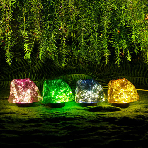 11768B • Leszúrható szolár lámpa - kavics forma - színes - 140 x 120 x 120 mm - melegfehér LED