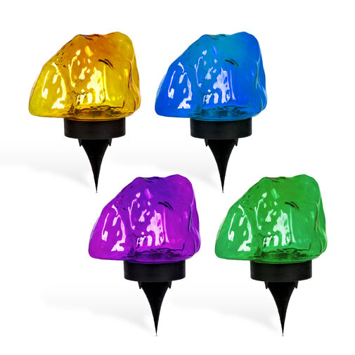 11768B • Leszúrható szolár lámpa - kavics forma - színes - 140 x 120 x 120 mm - melegfehér LED