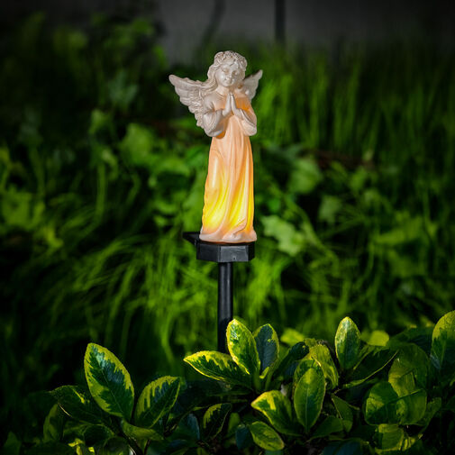 13002A • Szolár angyalka - imádkozó - 1 melegfehér LED - műgyanta - 49 x 11 x 6,5 cm