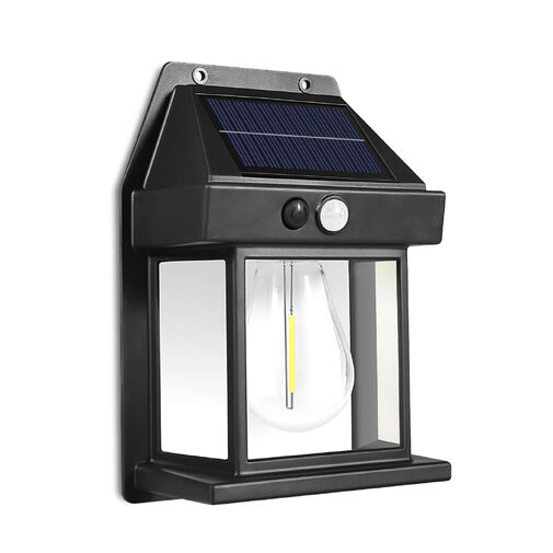 13007 • Szolár mozgásérzékelős fali lámpa - 1 filament LED - fekete - 12 x 6 x 17 cm