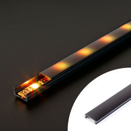 41010M1-BK • LED aluminium profil takaró búra - fekete - 1000mm (41010/41011hez)