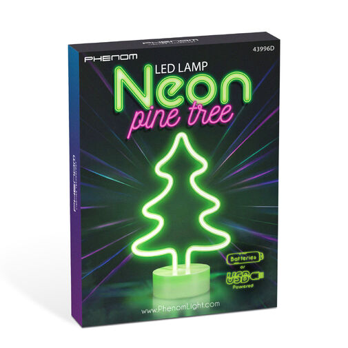 43996D • Neon LED lámpa - zöld fenyőfa - 3 x AA + USB - 18,5 x 8,5 x 28 cm