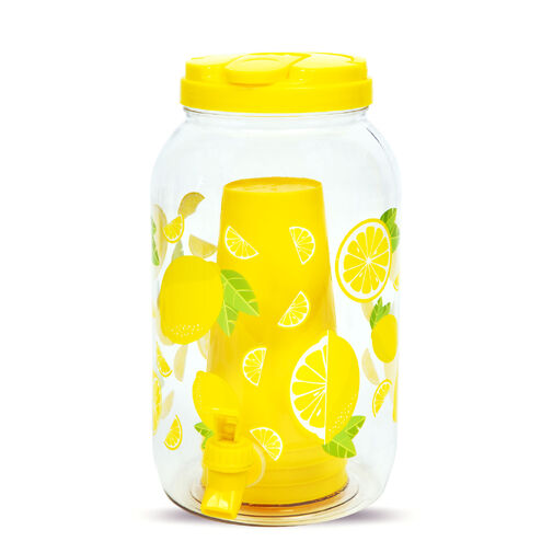 57243J • Italadagoló csappal, műanyag pohárszettel - 3,8 l - citrom