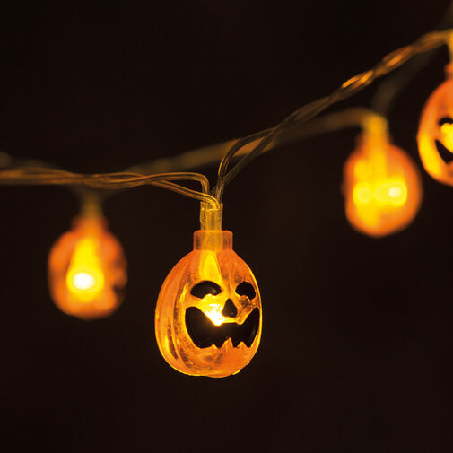 58173 • Halloween-i tökös fényfüzér - 10 LED - 2 x AA - 1,2 m