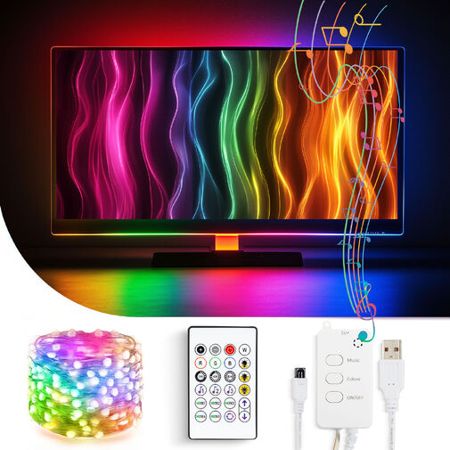 58387 • Smart TV fényfüzér - USB - 30 RGB LED - 3 m - Bluetooth