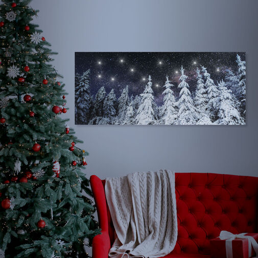 58480B • LED-es fali hangulatkép - fenyves -  2 x AA, 70 x 30 cm