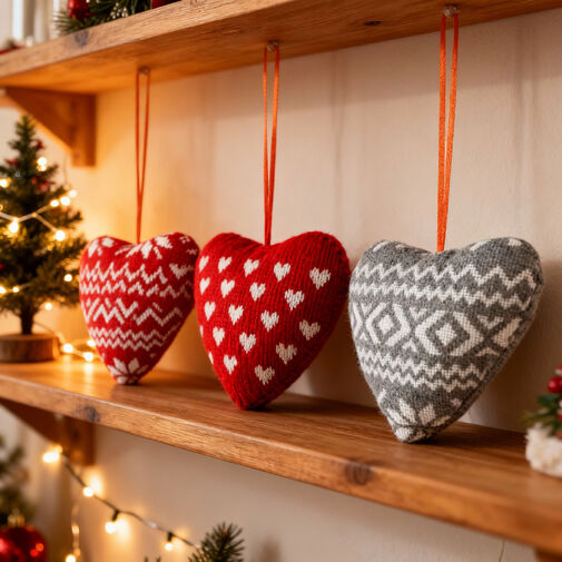 59508 • Mini textil dekoráció párna - szív - akasztóval - 12 x 5 x 11 cm - 5 féle