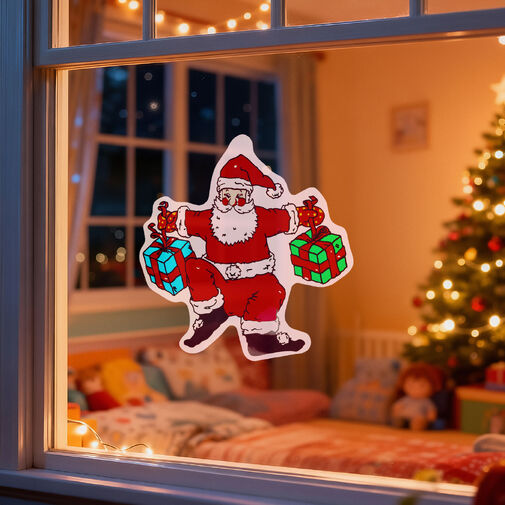 59736A • Karácsonyi ablakdekoráció - Mikulás - tapadókorongos - 30 x 29 cm