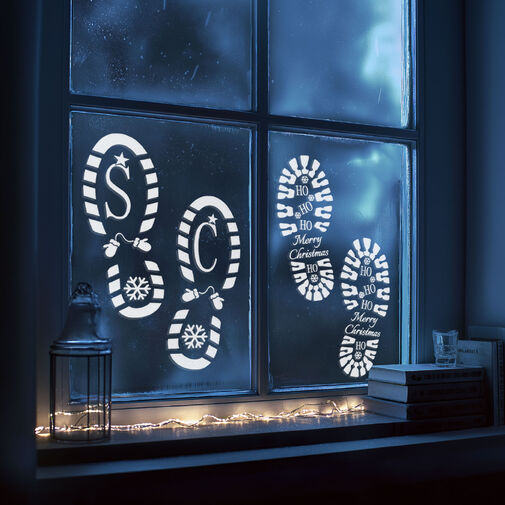 59741 • Karácsonyi dekoráció - lábnyom sablon szett - műanyag - 30,5 x 14 cm - 4 db / csomag