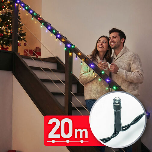 59768 • Fényfüzér - 20 m - színes - 400 LED - 220-240V - 6W - zöld kábel