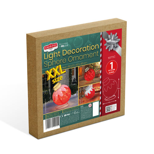 59772C • Világító dekoráció - gömbdísz - 60 LED - 60 x 83 cm - piros - 100-200V AC