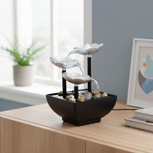 DA01215 • Műanyag beltéri szökőkút - virágok - 15 x 15 x 20 cm